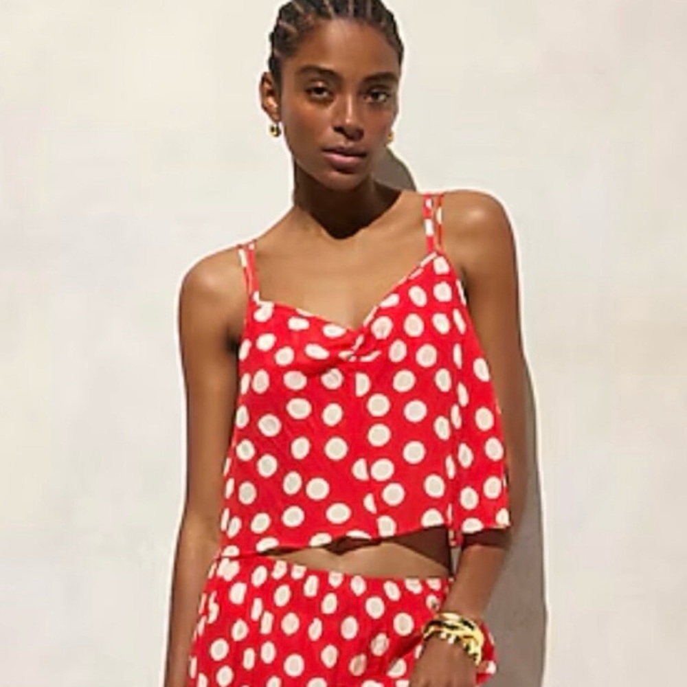 JCREW Crinkled camisole and skirt  in dot print